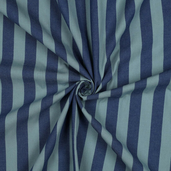 Katoen - Yarn Dyed Stripes - Blauw-Groen