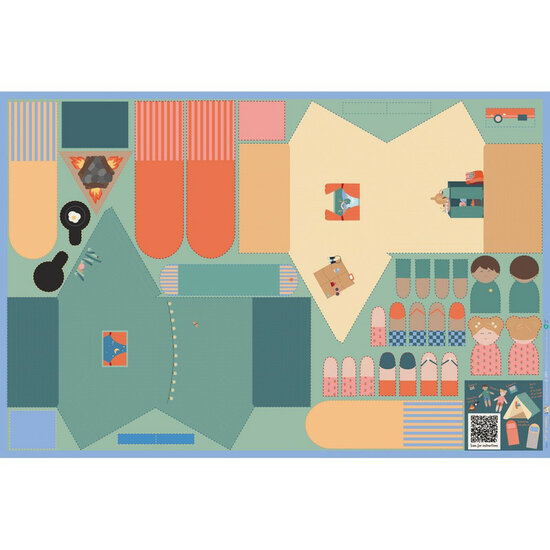 Poplin - Paneel Let's Go Camping - Groen