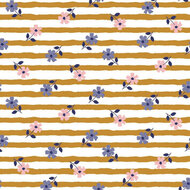 French Terry - Flower Stripes - Oker