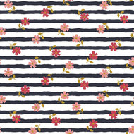 French Terry - Flower Stripes - Navy