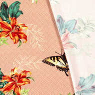 Viscose - Bloemen en Vlinders - Roze