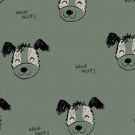 Coupon 0.45m - Sweat - Dogs - Gemeleerd Donkermunt
