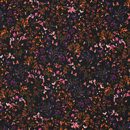 Coupon 0.5m - French Terry - Small Flowers - Zwart