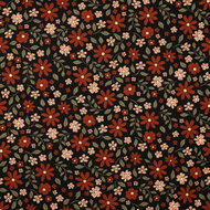 Coupon 1.25m - Ribfluweel - Glitter Flowers - Zwart