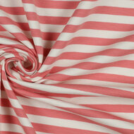French Terry - Yarn Dyed Stripes - Roze-Ecru