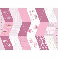 Poplin - Paneel Baby Vlaggen - Oudroze