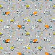 Poplin Construction Vehicles Lichtgrijs