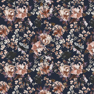 Poplin - Watercolour Floral - Navy