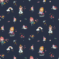 Poplin - Princess Garden - Navy