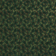 Poplin - Kerst Blaadjes Foil - Groen