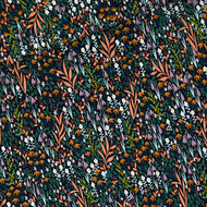 Canvas Gabardine Twill - Tiny Flowers - Zwart