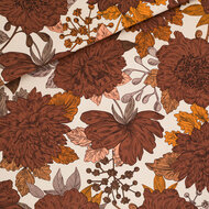 Canvas Gabardine Twill - Peonies - Amandel Perzik Grijs