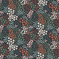 French Terry - Small Flowers - Navy