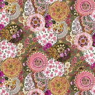 Poplin - Digital Flowers - Groen