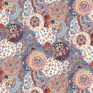 Poplin - Digital Flowers - Blauw
