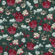 Jersey - Big Flowers - Emerald