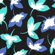 Viscose Twill - Leaves - Zwart