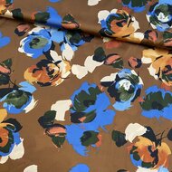 Satijn - Flowers - Cognac