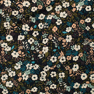 Canvas Gabardine Twill - Flower Harvest - Zwart