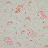Jersey - Neon Rainbow Unicorn - Gemeleerd Ecru
