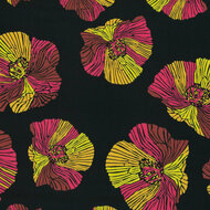 Viscose - Poppies - Zwart