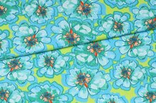 Crepe - Bloemen - Limoengroen