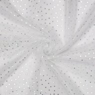 Organza - Silver Dots - Wit