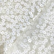 Tule - Bloem Pailletjes - Wit