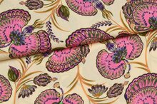 Viscose - Flowers - Lichtgeel