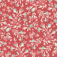 Katoen - Red Flower Bunch - Rood