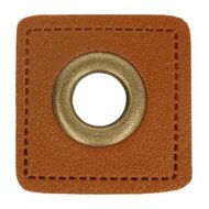 Nestels op bruin skai-leer - 8mm - Brons