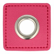 Nestels op felroze skai-leer - 8mm - Zilver