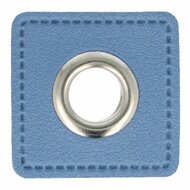 Nestels op jeansblauw skai-leer - 8mm - Zilver