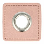 Nestels op lichtroze skai-leer - 8mm - Zilver