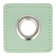 Nestels op lichtgroen skai-leer - 8mm - Zilver