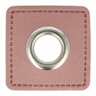 Nestels op oud roze skai-leer - 8mm - Zilver