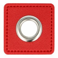 Nestels op rood skai-leer - 8mm - Zilver
