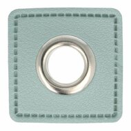 Nestels op zeegroen skai-leer - 8mm - Zilver