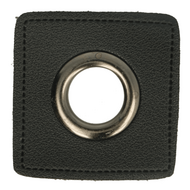 Nestels op zwart skai-leer - 8mm - Oudzilver