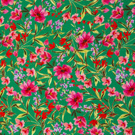Viscose - Flowers - Groen