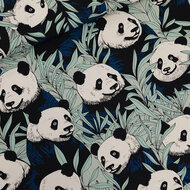 French Terry - Panda Party - Zwart