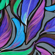 Viscose Twill - Leaves - Grijs