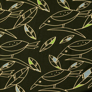 Viscose - Birds - Donkergroen