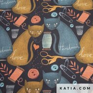 Canvas - Cats and Handsmade Love - Anthraciet