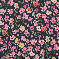 Ribfluweel - Flowers - Navy