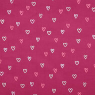 Ribfluweel - Foil Hearts - Fuchsia