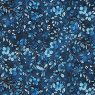 Poplin - Leaves - Kobalt