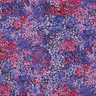 Katoen Voile - Flowers - Paars