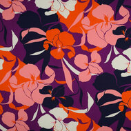 Viscose Stretch - Flowers - Paars