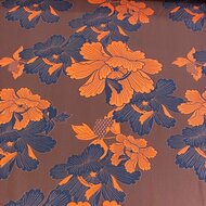 Satijn Viscose - Japanese Flower - Bruin